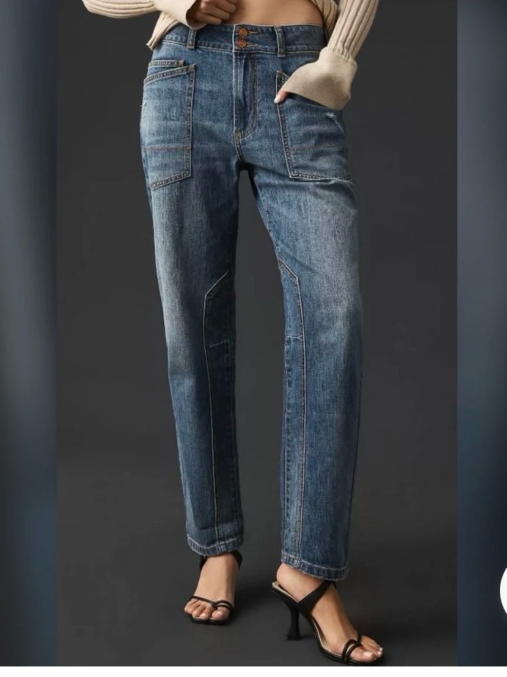 Anthropologie Pilcro the Wanderer Jeans Relaxed Fit Cuffed - Double Button Front